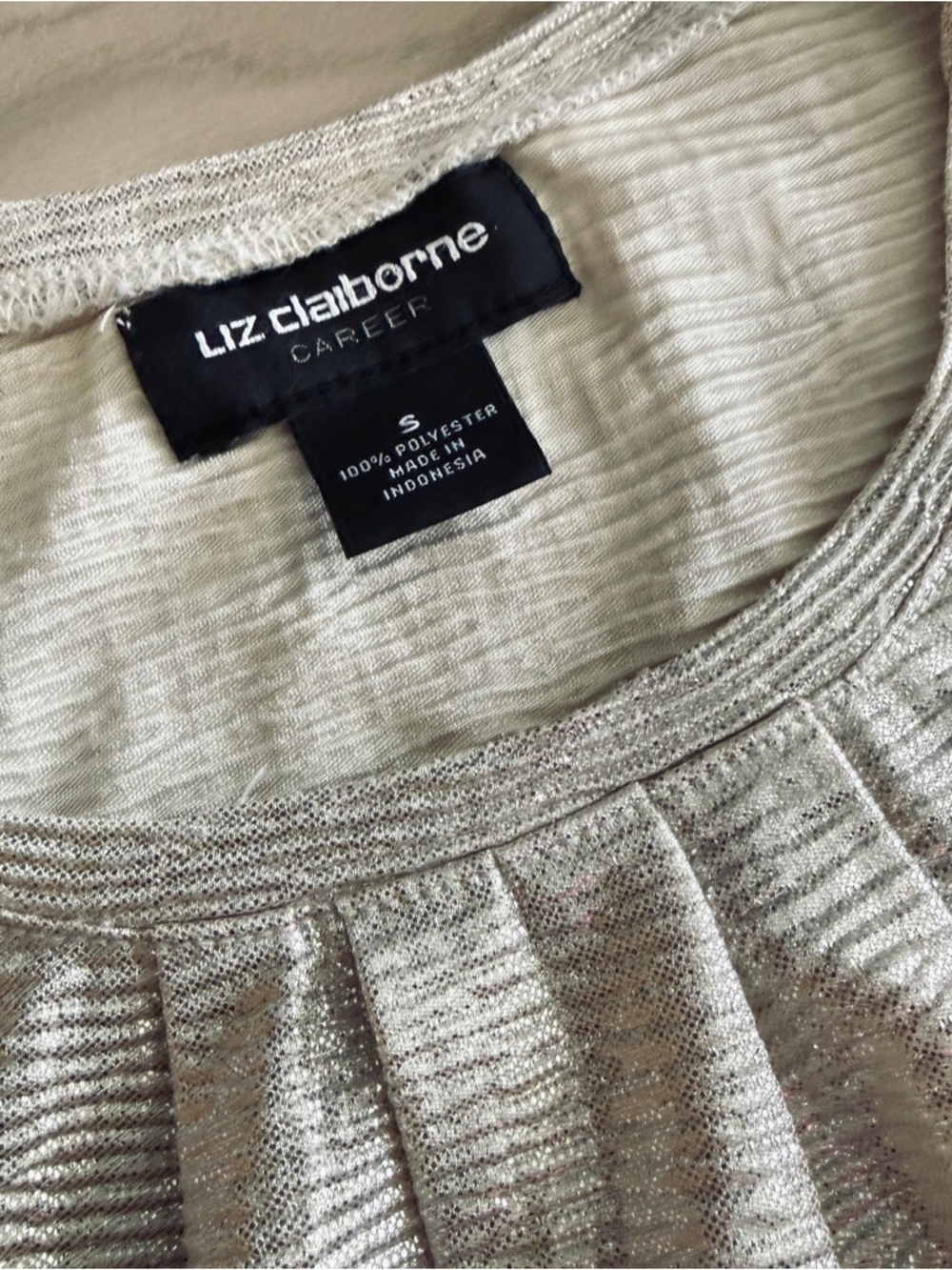 Liz Claiborne Silver Metallic Pleated Blouse